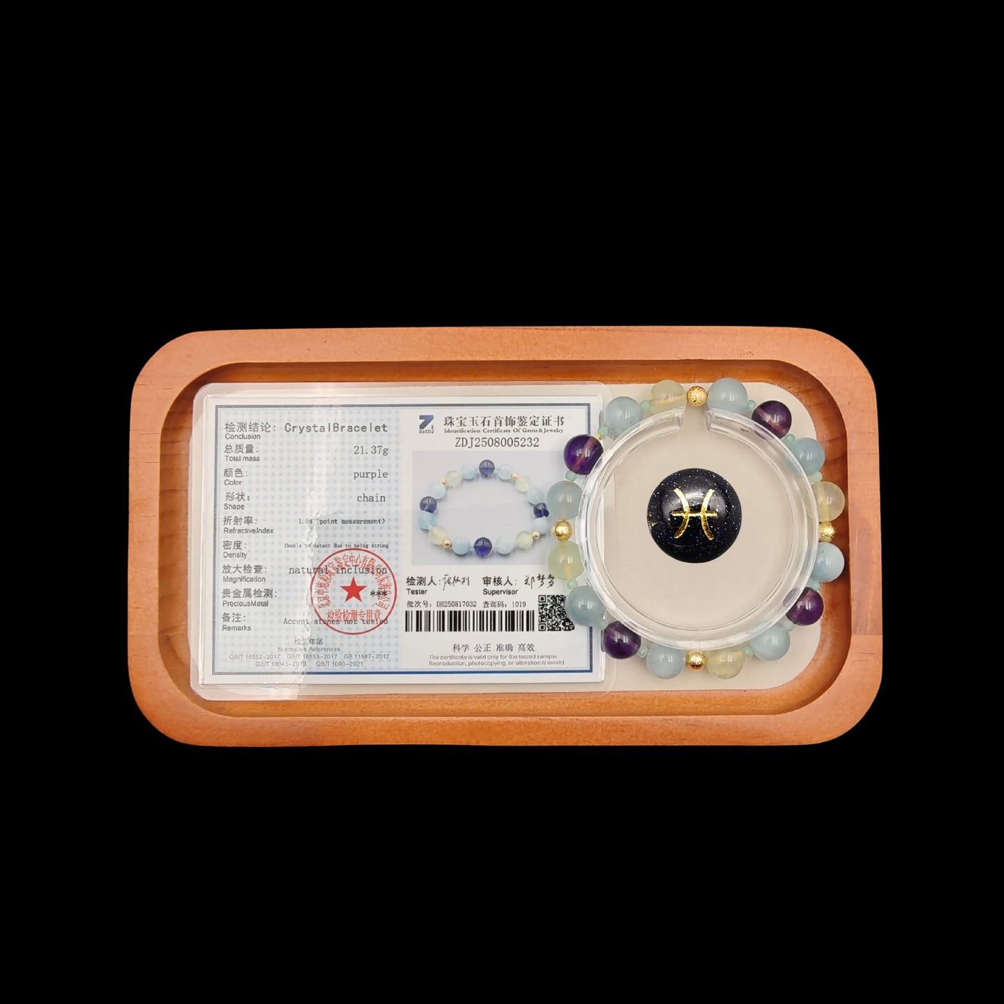 OneCrystal-Zodiac NHE Flow Crystal Beads Series Pisces-Vitality Bracelet-*Dewdrop Healing*