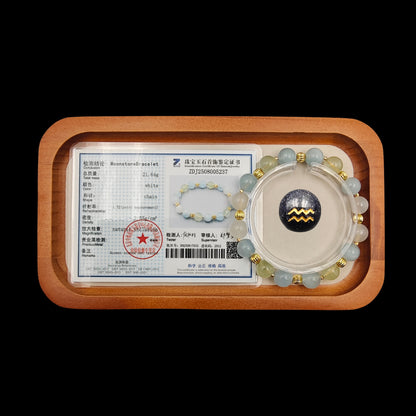 OneCrystal-Zodiac NHE Flow Crystal Beads Series Aquarius-Vitality Bracelet-*Clear Spring Pulse*