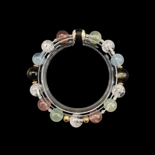 OneCrystal-Zodiac NHE Flow Crystal Beads Series Aquarius-Alignment Bracelet-*Galaxy Ripple*