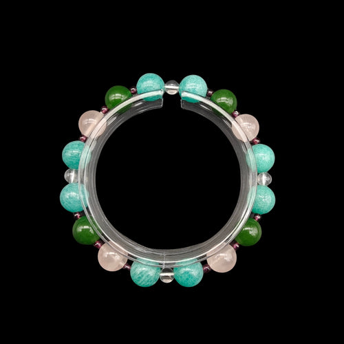 OneCrystal-Zodiac NHE Flow Crystal Beads Series Pisces-HeartFire Bracelet-*Coral Whisper*