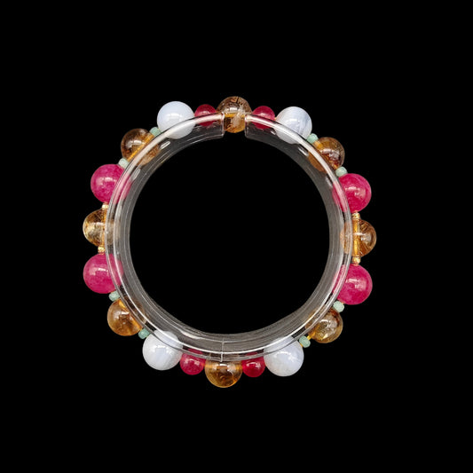 OneCrystal-Zodiac NHE Flow Crystal Beads Series Gemini-Momentum Bracelet-*Clover Loop*